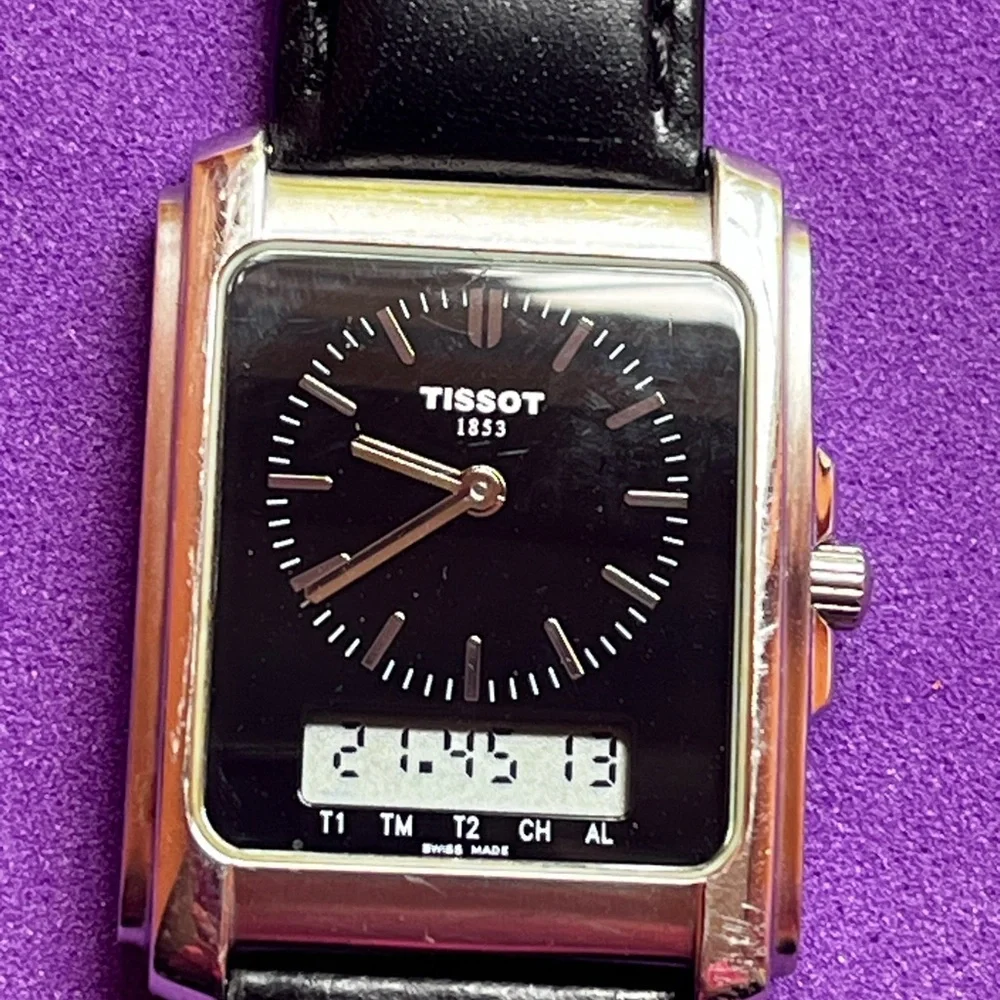 Tissot D130/230K Two Timer Analog Digital Tank Watch